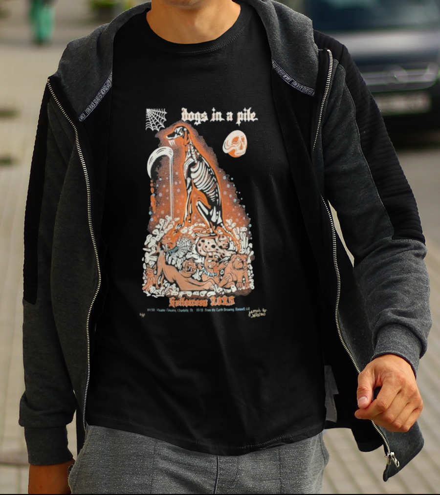 Dogs In A Pile From The Earth Brewing Company Halloween Roswell GA October 31 2025 T-Shirt