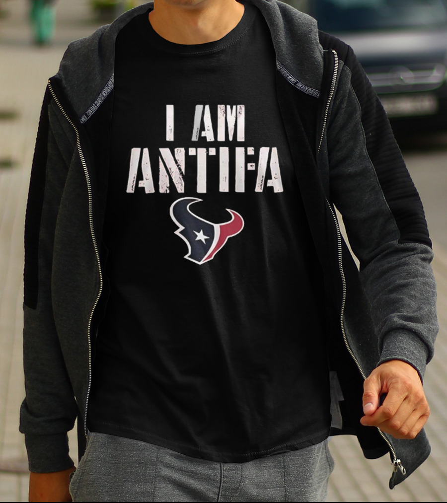Houston Texans I Am Antifa Against Fascism NFL Team Symbol T-Shirt