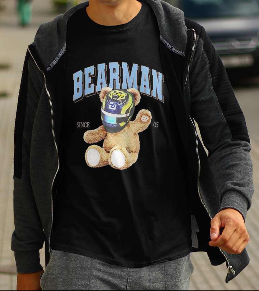 Bearman Teddy With F1 Racing Helmet T-Shirt