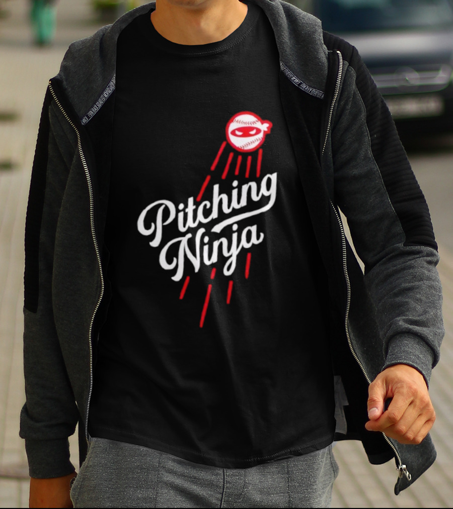 Pitching Ninja Baseball Ninja Los Angeles Dodgers MLB T-Shirt