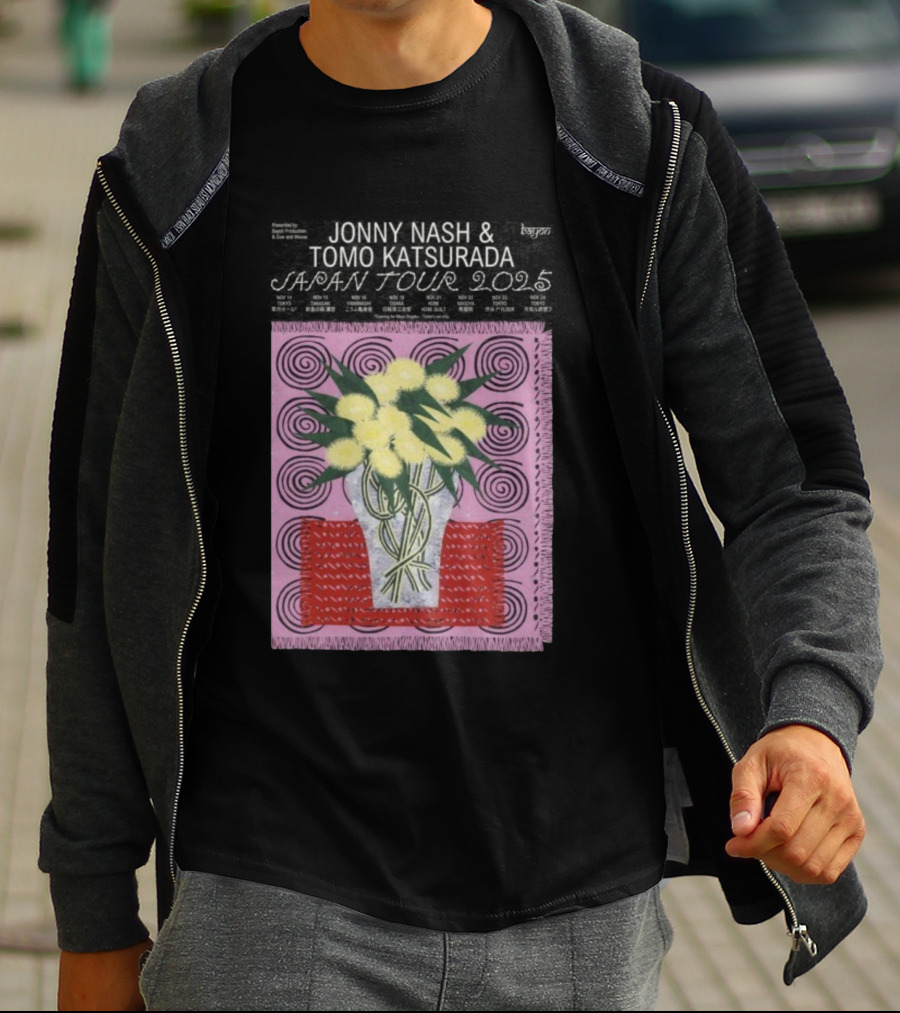 Tomo Katsurada X Jonny Nash Japan Tour 2025 Flowers Vase Art T-Shirt