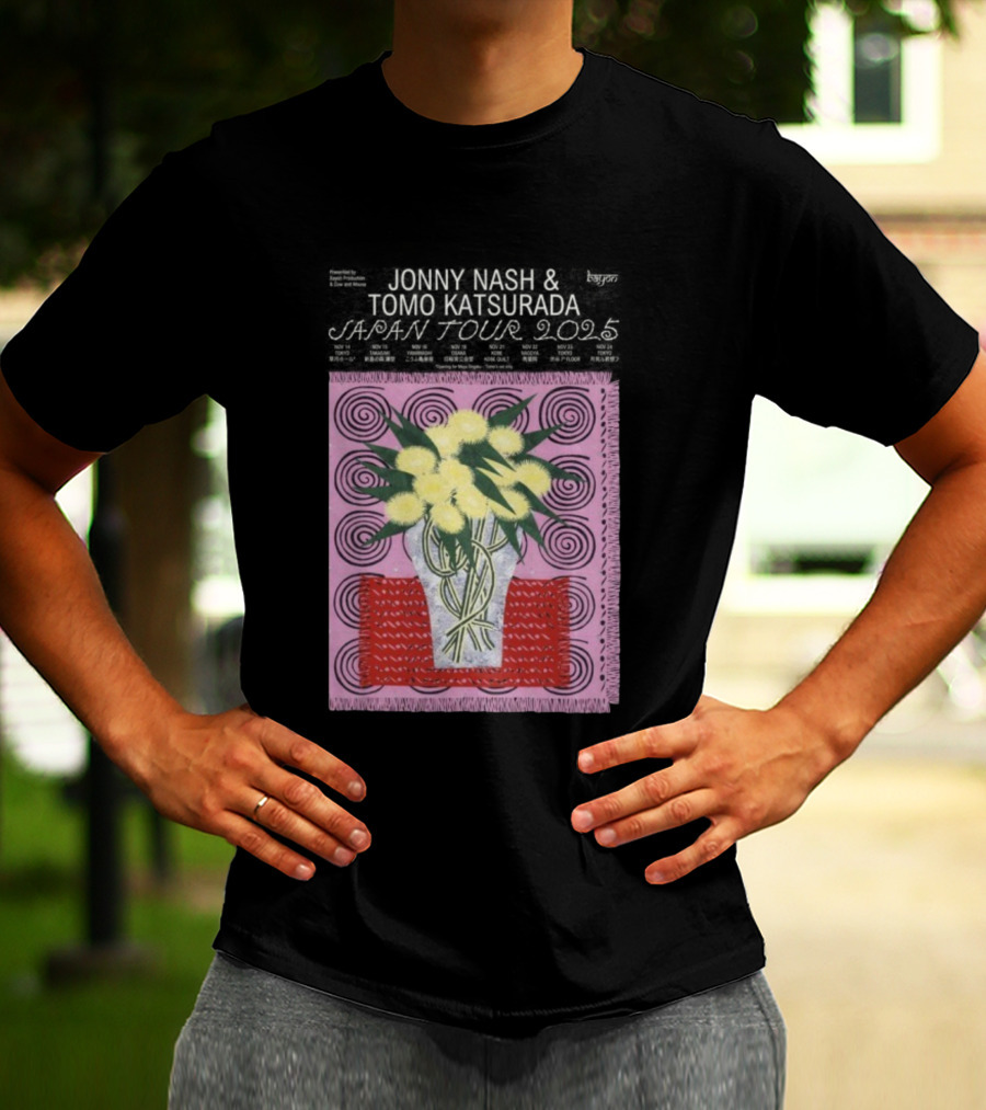 Tomo Katsurada X Jonny Nash Japan Tour 2025 Flowers Vase Art T-Shirt