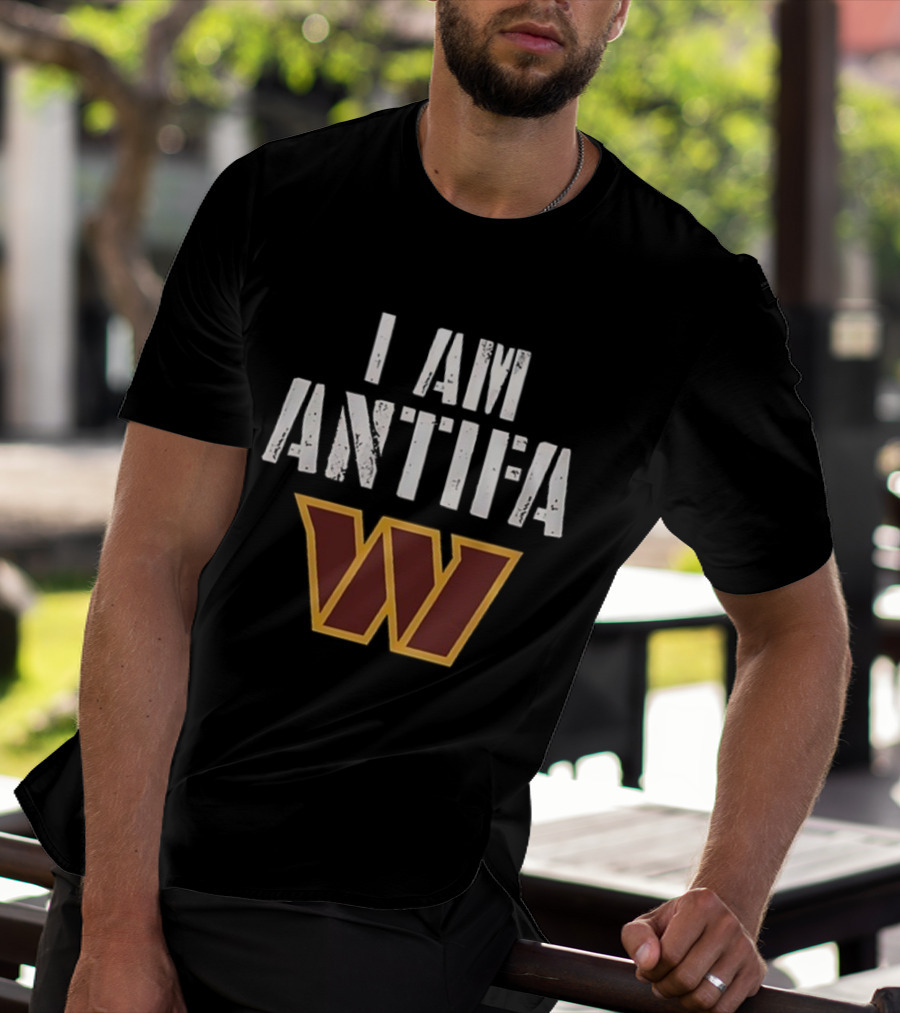 I AM ANTIFA Washington Commanders Against Fascism T-Shirt