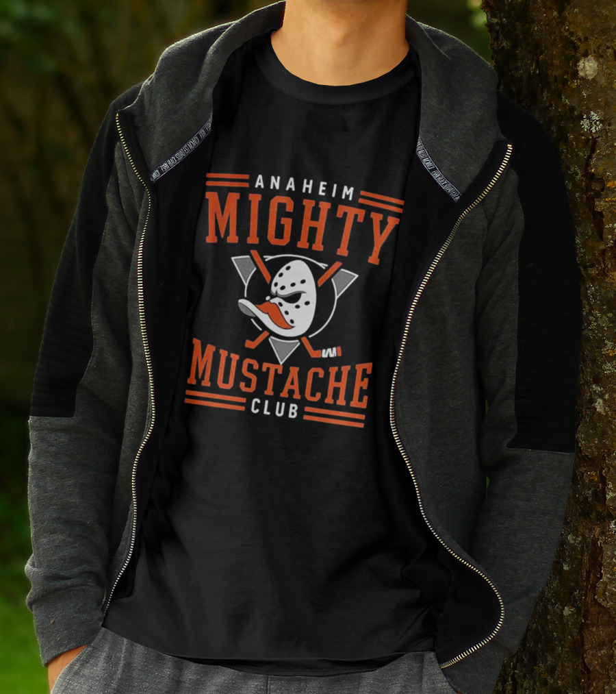Anaheim Mighty Mustache Club Ducks Hockey Mask T-Shirt
