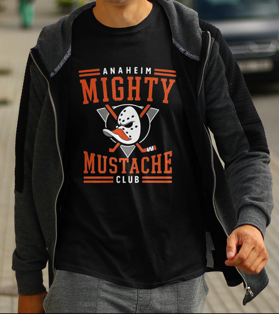 Anaheim Mighty Mustache Club Ducks Hockey Mask T-Shirt