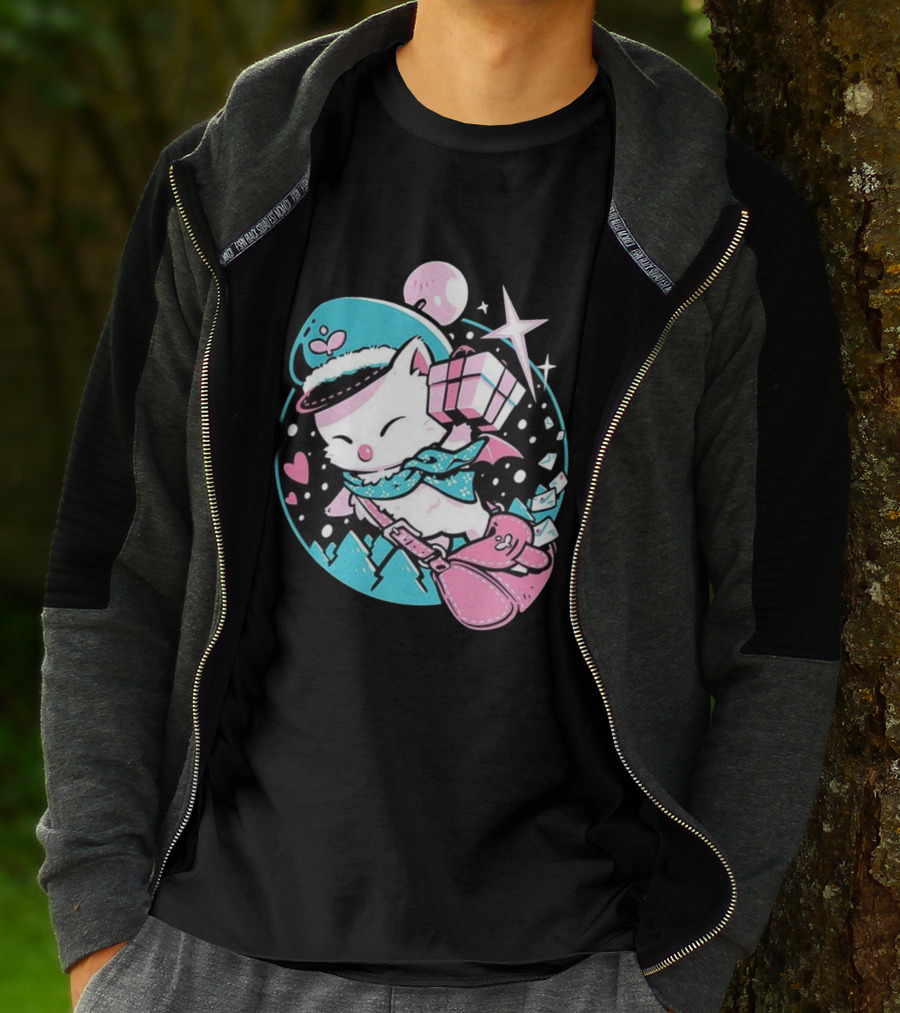 Delivery Moogle A Package For You Kawaii Pink And Teal Starry Sky T-Shirt