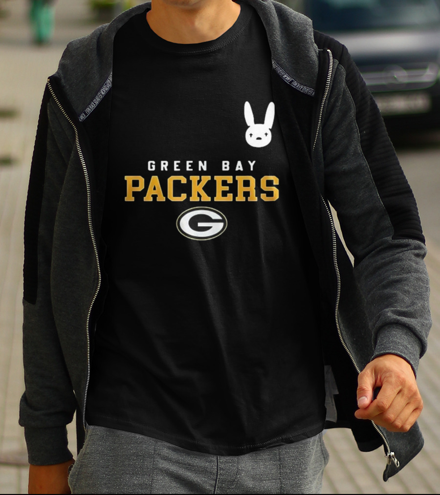 Bad Bunny X Green Bay Packers Collaboration With Iconic Bunny Motif T-Shirt