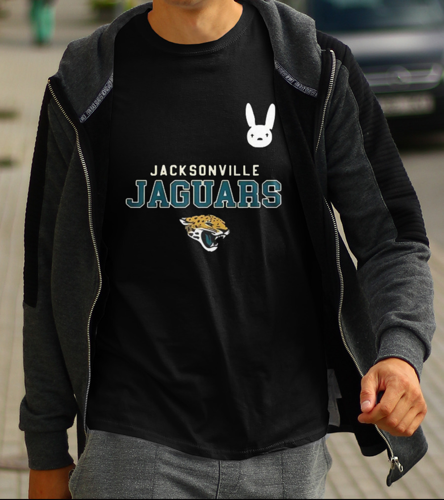 DTMF Bad Bunny Jacksonville Jaguars Collaboration With Mascot And Logo T-Shirt