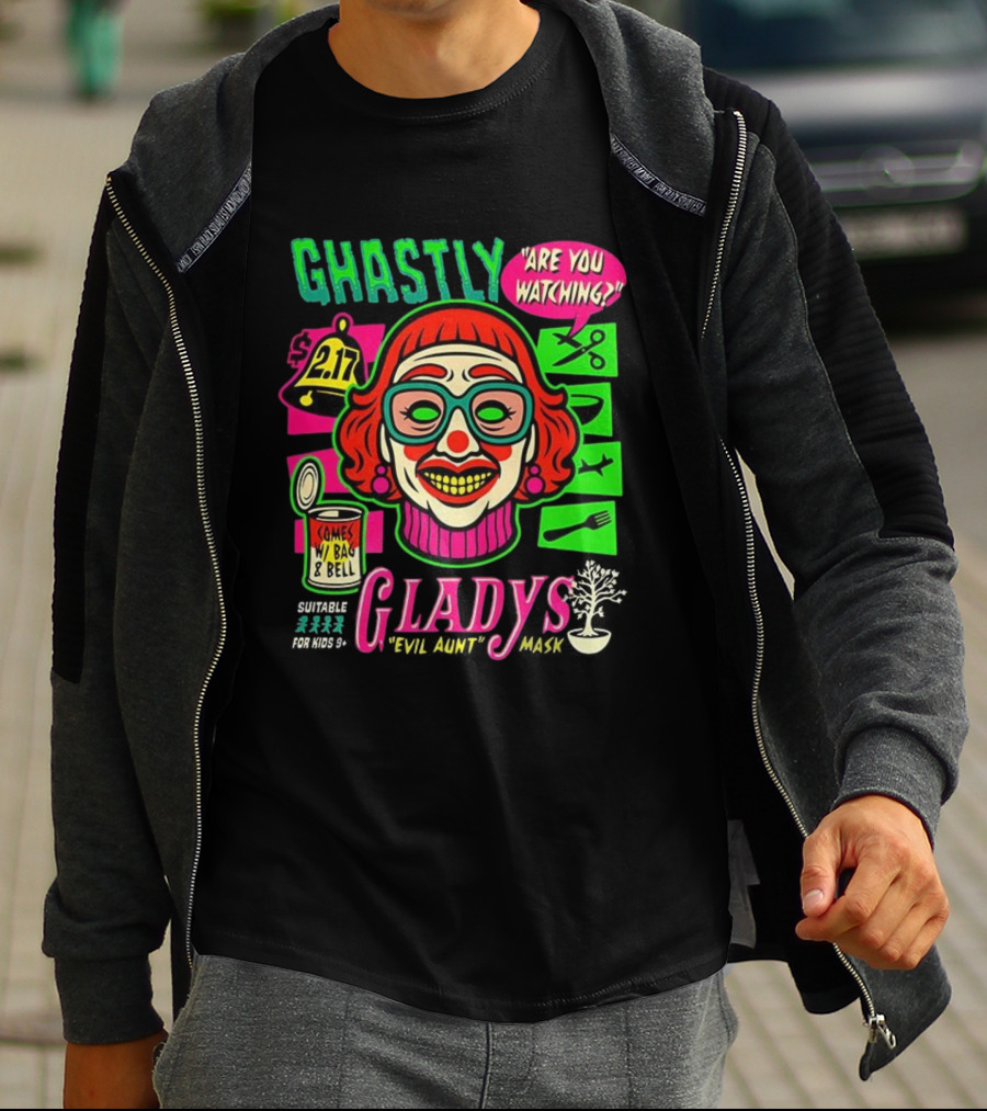 Ghastly Gladys Mask Are You Ing Comes With Bag And Bell 2.17 T-Shirt