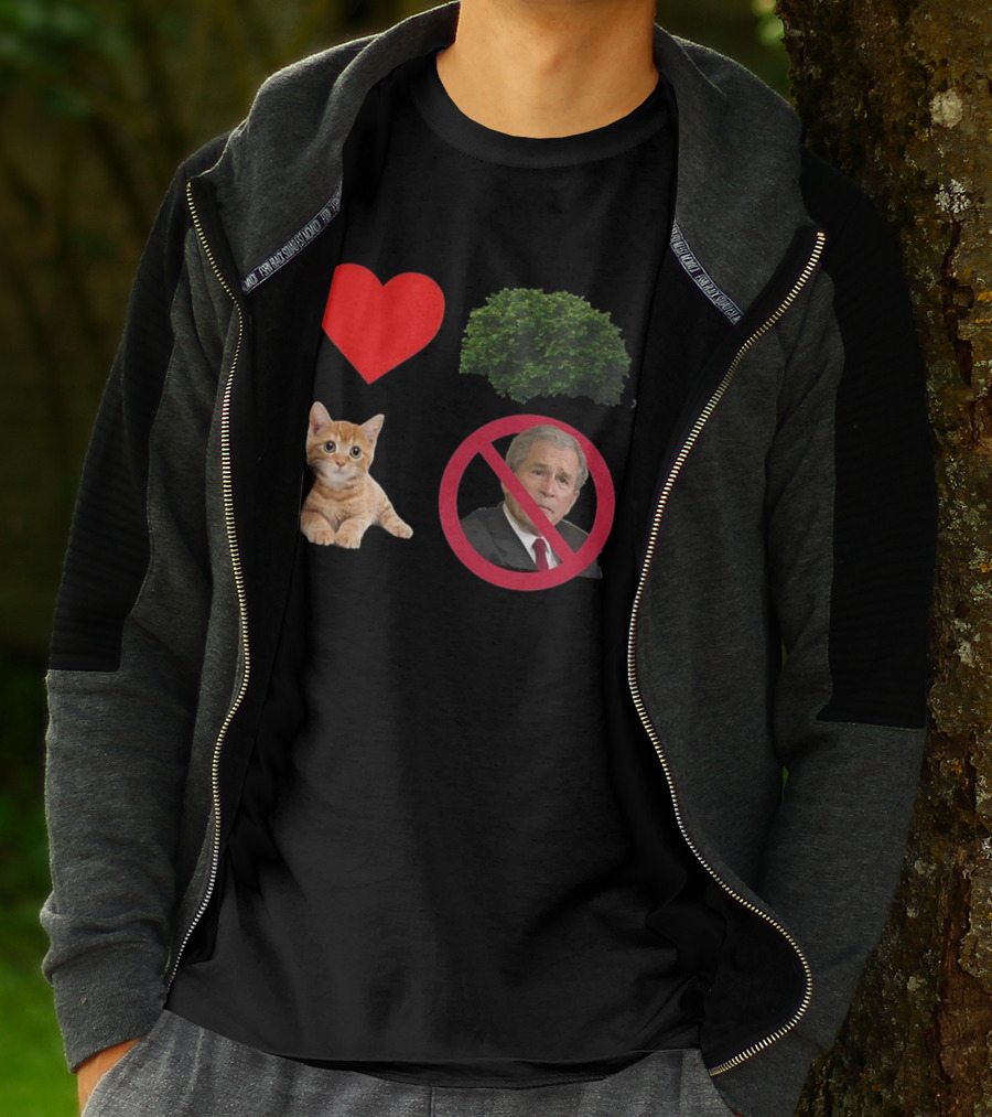 Heart Love Bush Cat Not President Sarcastic T-Shirt