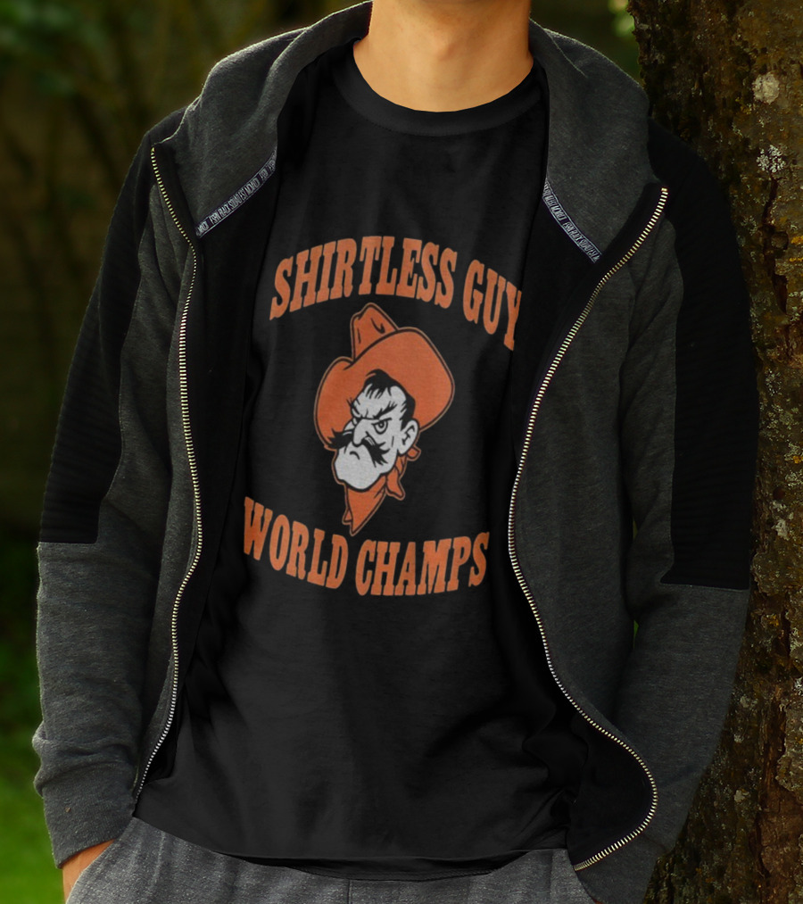 Oklahoma State Cowboys Pistol Pete Less Guy World Champs T-Shirt
