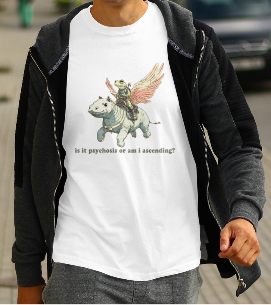 Frog Riding Flying Hippo Psychosis Or Ascension T-Shirt