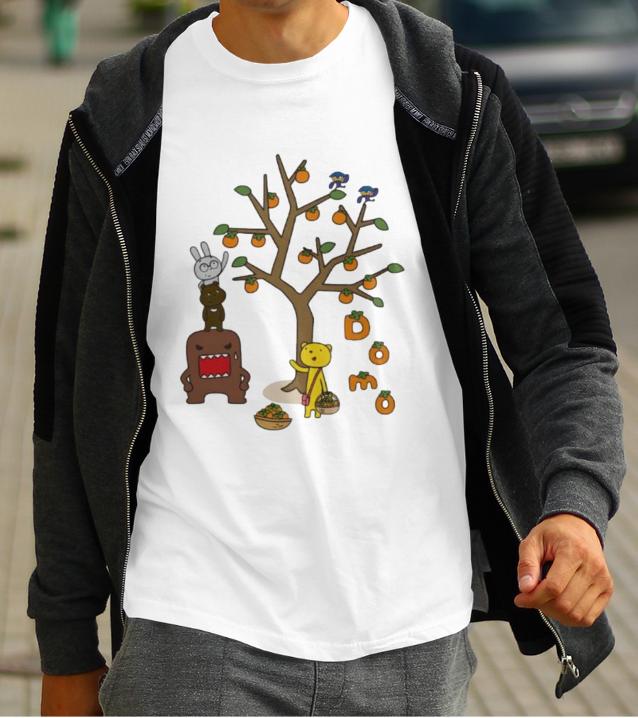 Domo Fall Harvest With Cartoon Characters And Persimmons T-Shirt