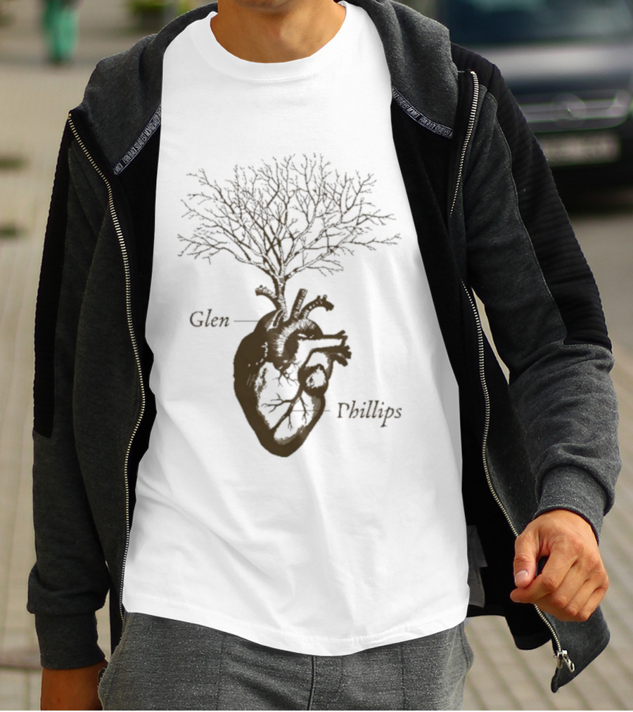 Glen Phillips Wooden Heart Tree Design T-Shirt