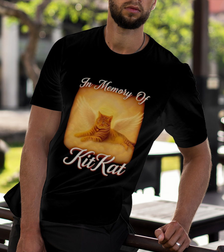 In Memory Of Kit Kat Angel Wings Halo Pet Cat Memorial T-Shirt