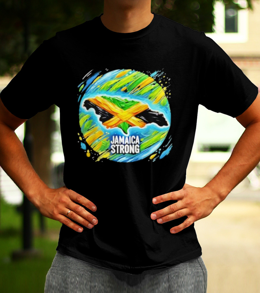 Jamaica Strong Hurricane Melissa Recovery Brush Stroke Flag Art T-Shirt