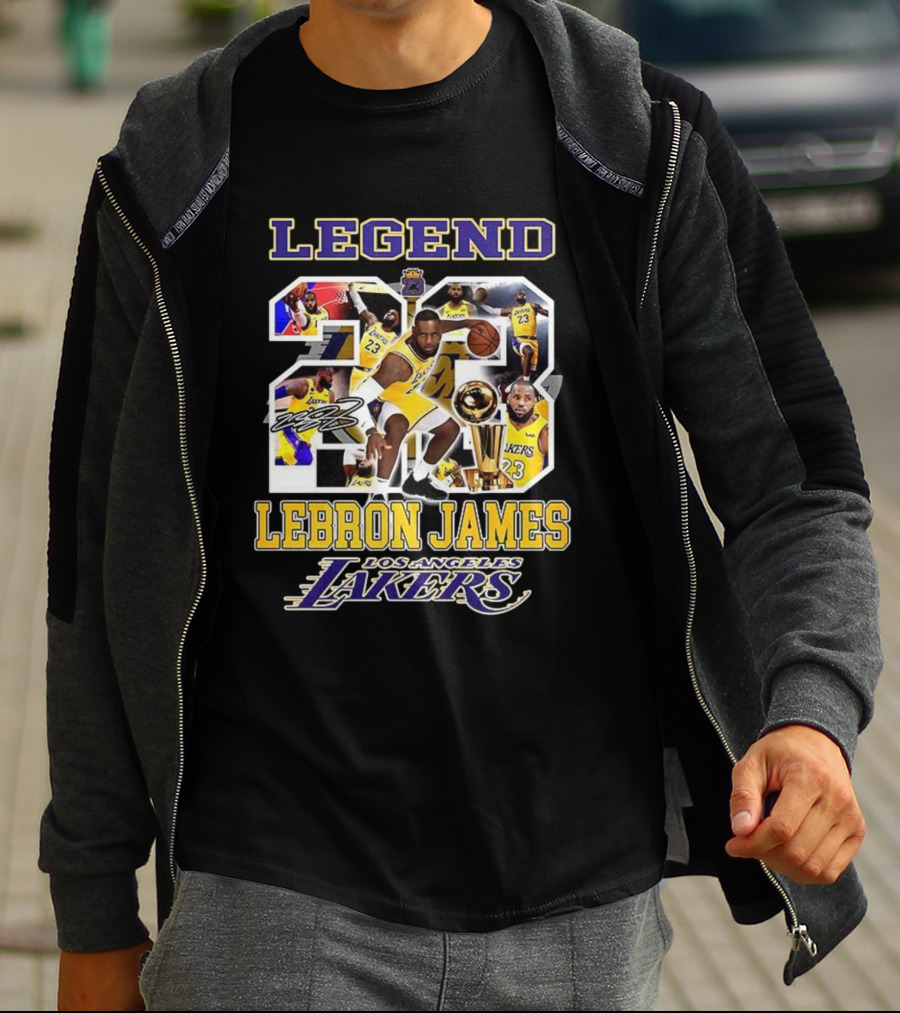 Legend Lebron James Lakers Los Angeles Number 23 Collage Signature T-Shirt