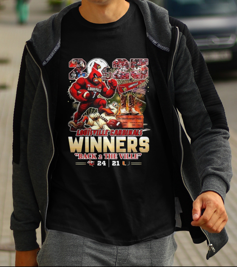 Louisville Cardinals Winners Back 2 The Ville 2025 Schnellenberger Trophy T-Shirt