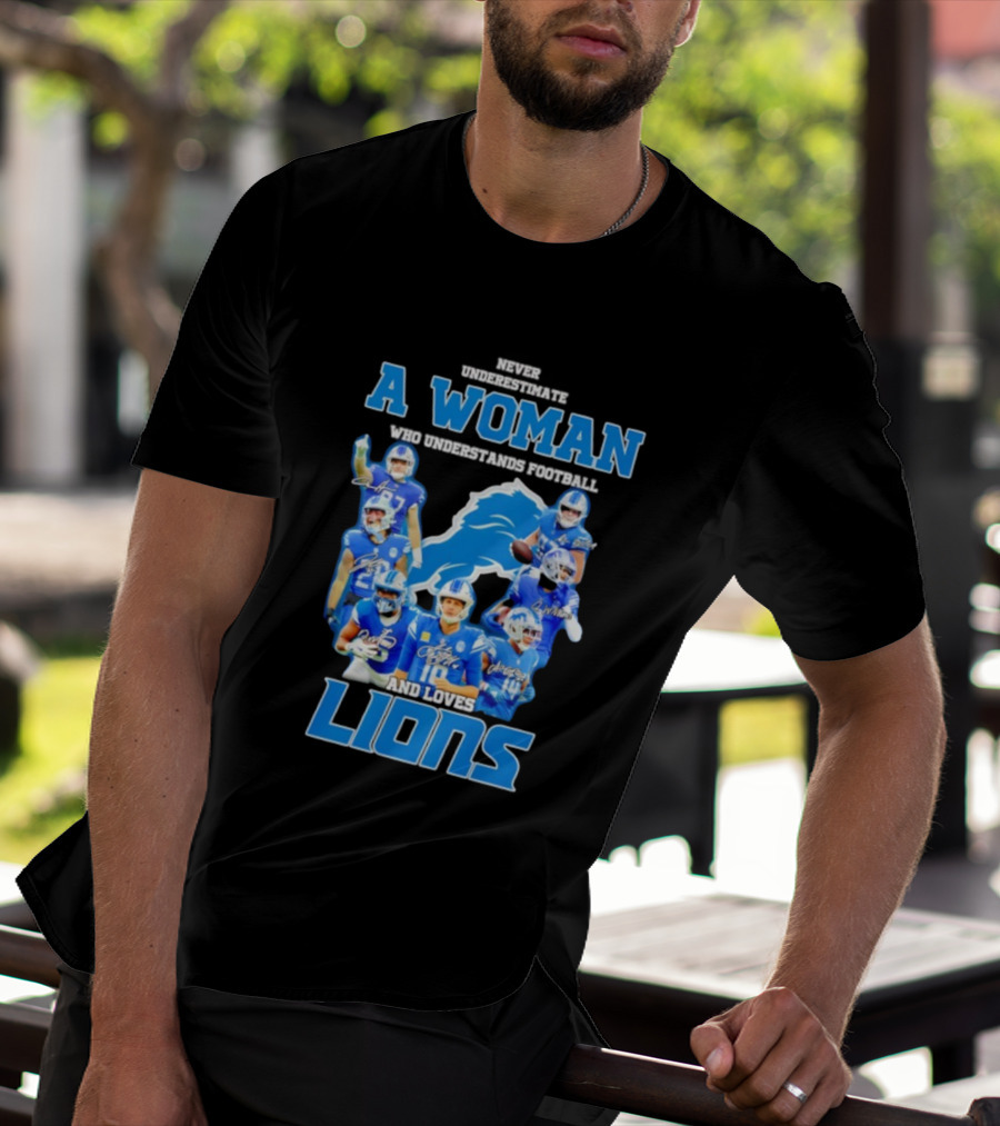 A Woman Who Understands Football And Loves Lions Players T-Shirt