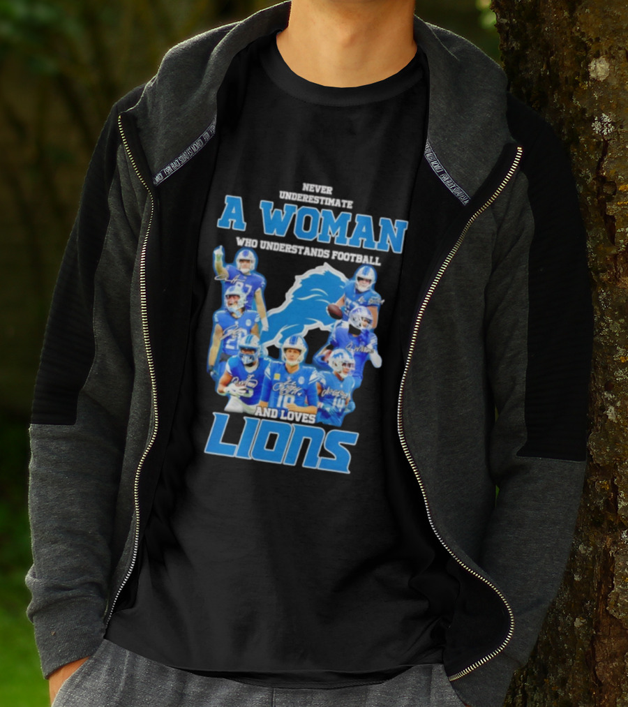 A Woman Who Understands Football And Loves Lions Players T-Shirt