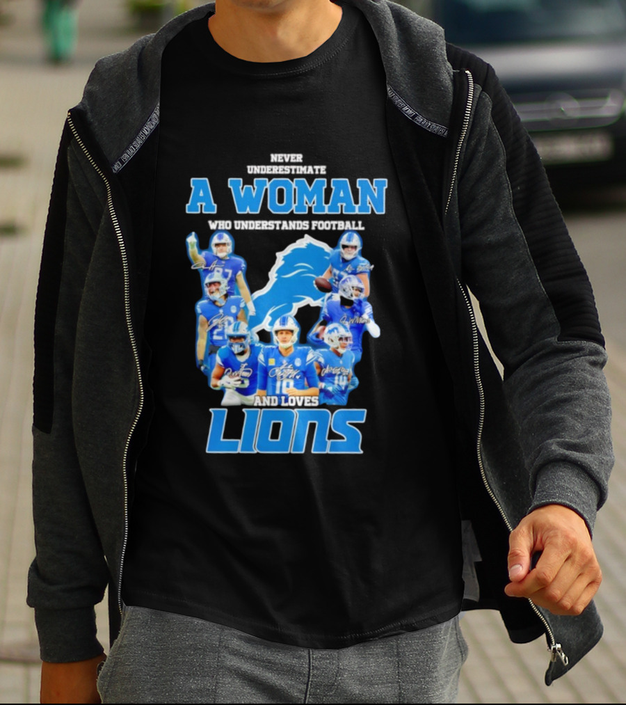 A Woman Who Understands Football And Loves Lions Players T-Shirt