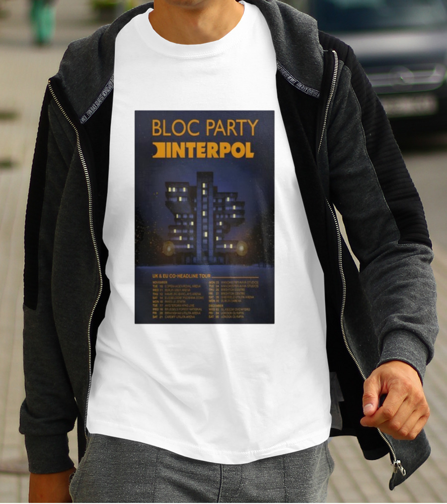 Bloc Party Interpol UK EU Co-Headline Tour November 2026 T-Shirt