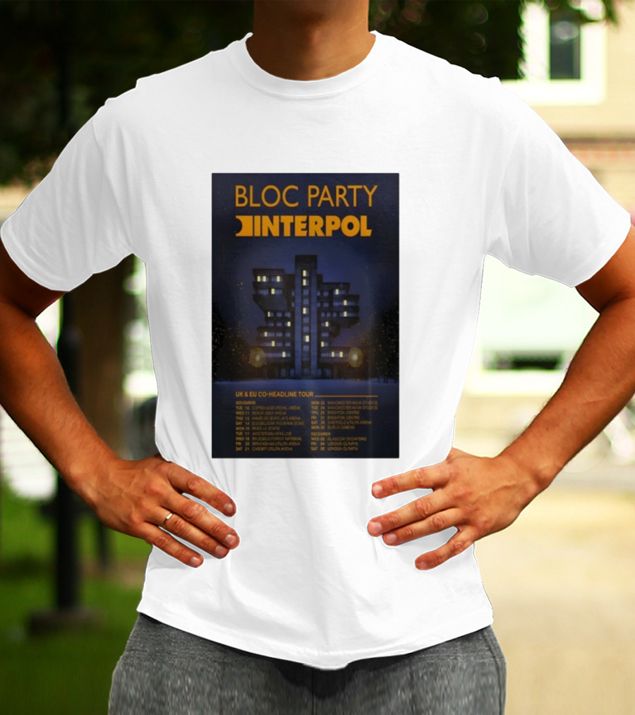 Bloc Party Interpol UK EU Co-Headline Tour November 2026 T-Shirt