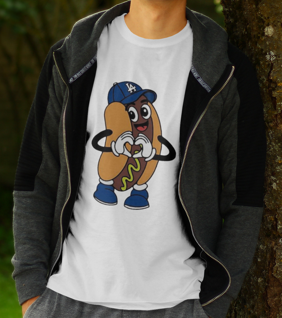 Dodger Dog LA Hat Hot Dog Los Angeles Dodgers Baseball Character T-Shirt