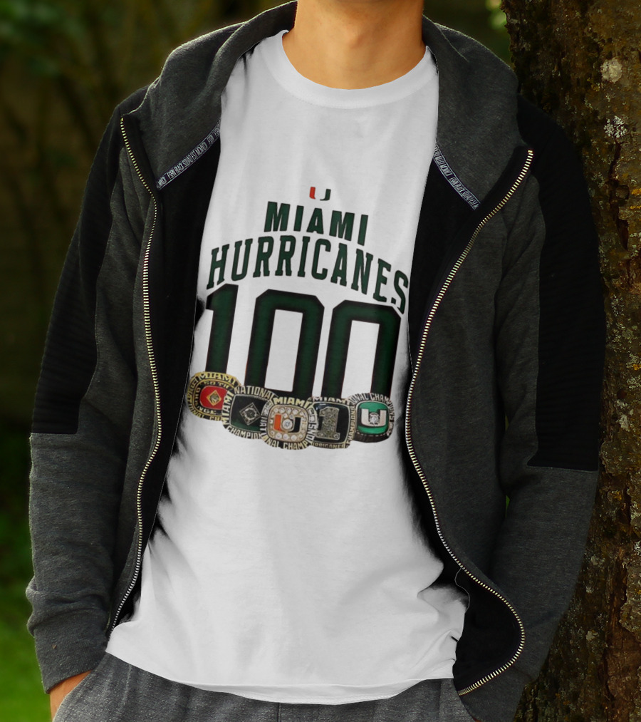 Miami Hurricanes 100 National Champions Rings T-Shirt