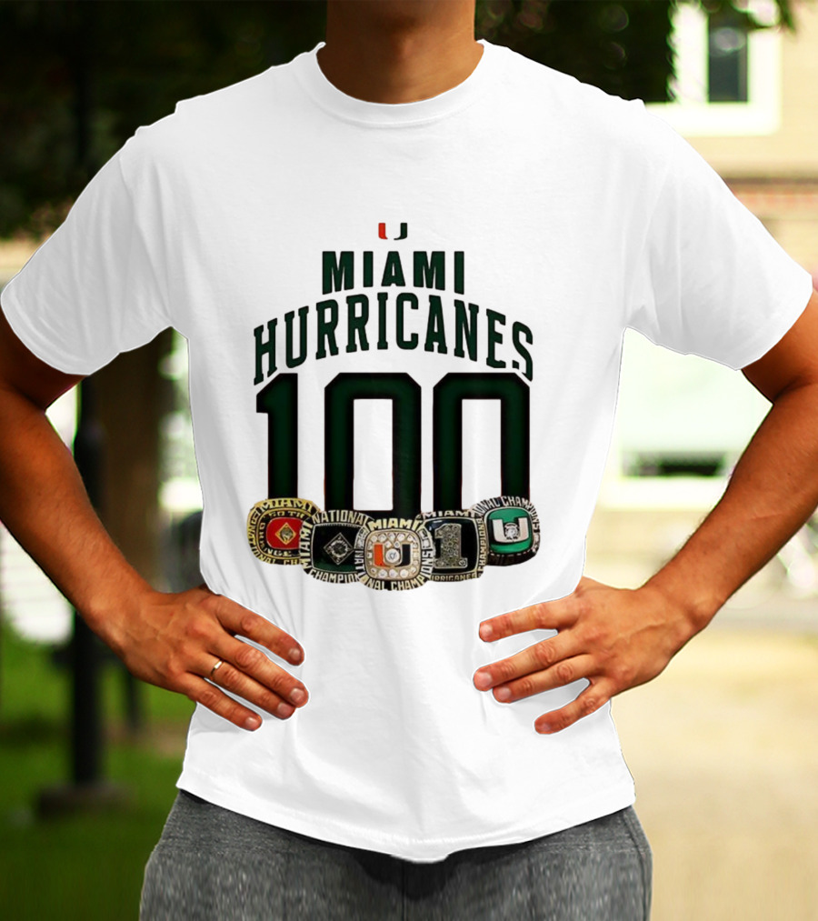 Miami Hurricanes 100 National Champions Rings T-Shirt