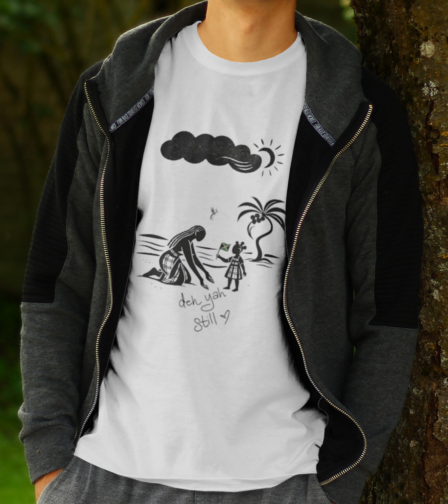 Jodie Turner-Smith X Project Hope Deh Yah Still Jamaican Flag Palm Tree Clouds Sun T-Shirt