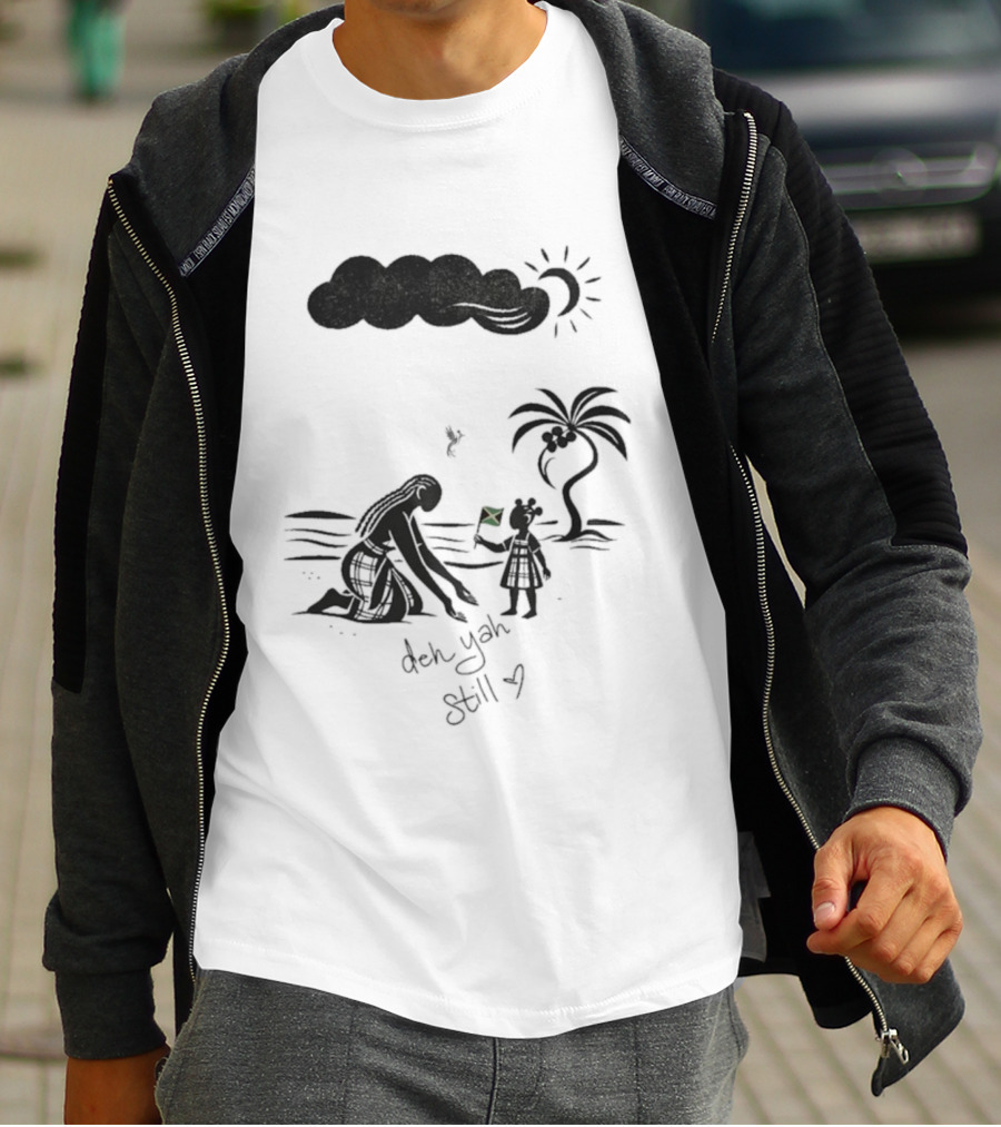 Jodie Turner-Smith X Project Hope Deh Yah Still Jamaican Flag Palm Tree Clouds Sun T-Shirt