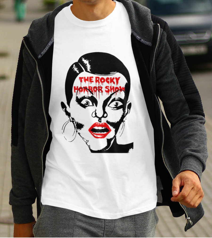 The Rocky Horror Show Dripping Text Vintage 70s Red Lips Graphic T-Shirt
