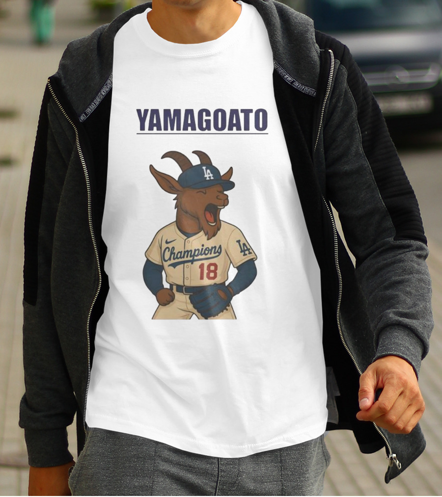 Yamagoato Champions LA 18 Goat Baseball Illustration T-Shirt