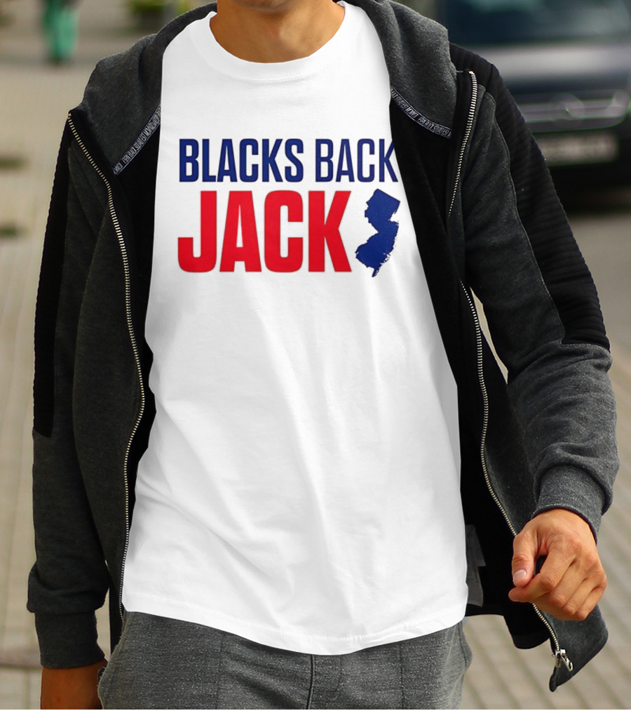 Blacks Back Jack New Jersey Map Support T-Shirt