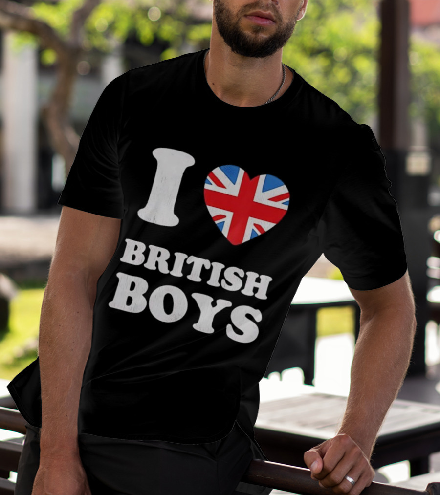 I Love British Boys Union Jack Heart Design T-Shirt