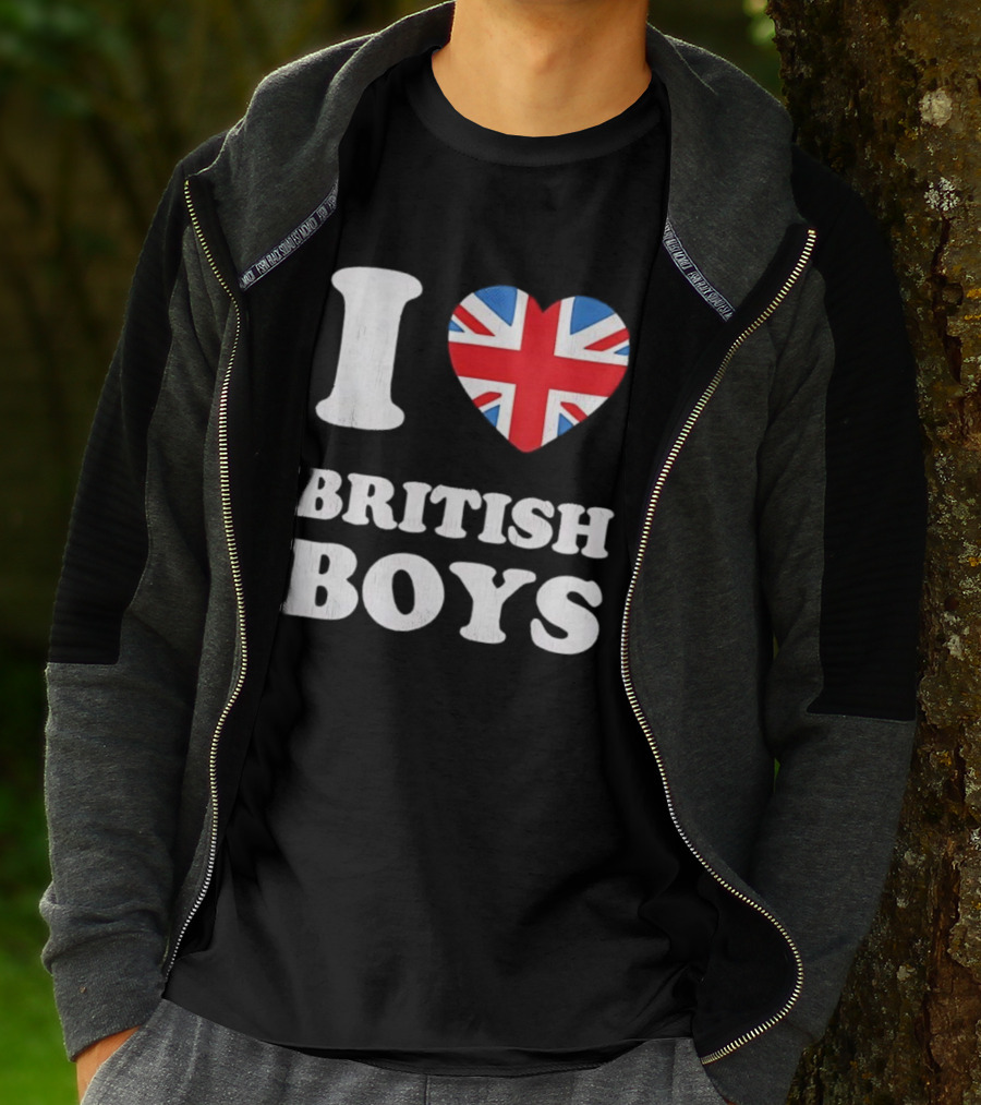 I Love British Boys Union Jack Heart Design T-Shirt