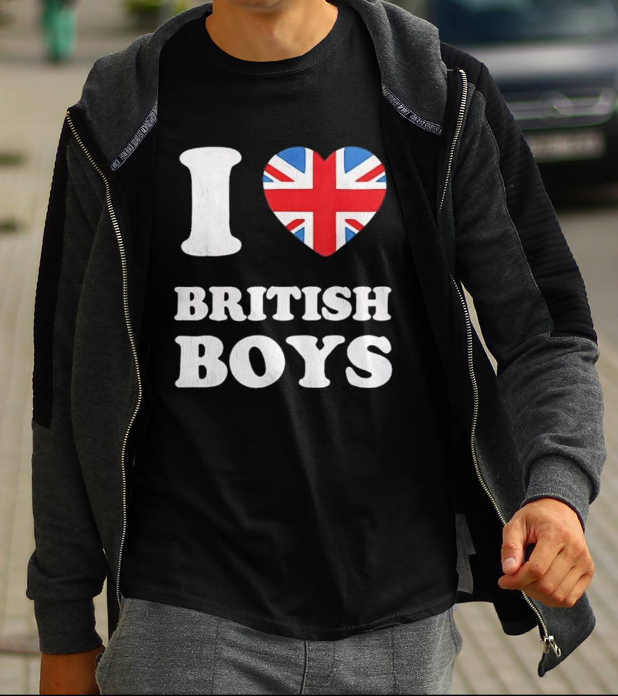 I Love British Boys Union Jack Heart Design T-Shirt