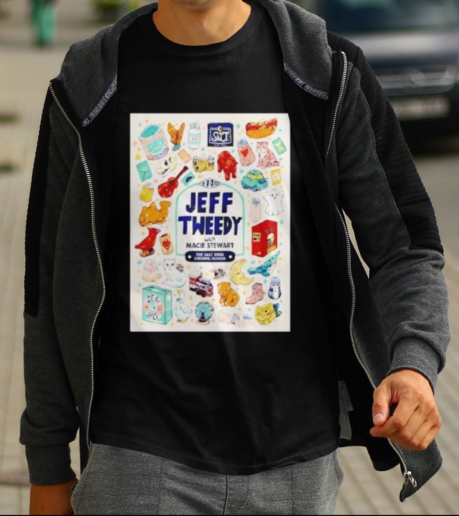 Jeff Tweedy With Macie Stewart The Salt Shed Chicago Illinois November 1 2025 Sea Salt Cats Boots Moon Pizza T-Shirt