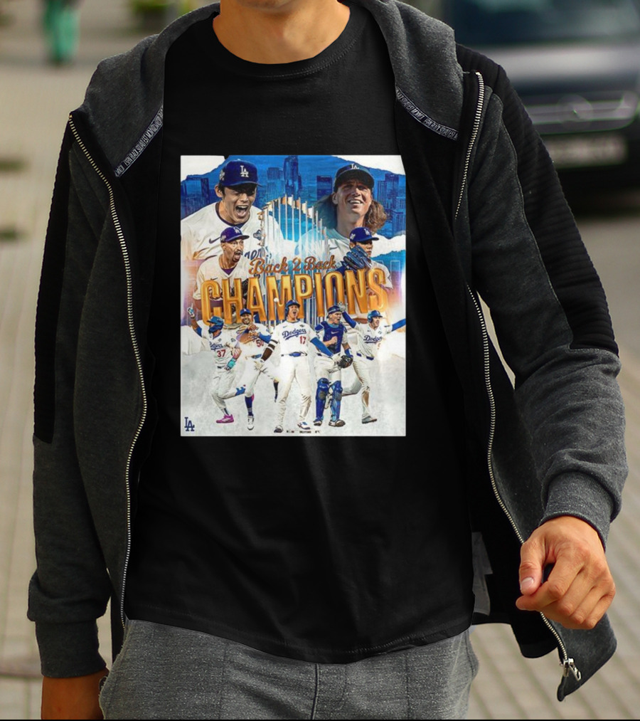 Back 2 Back Champions Los Angeles Dodgers 2025 Celebration T-Shirt