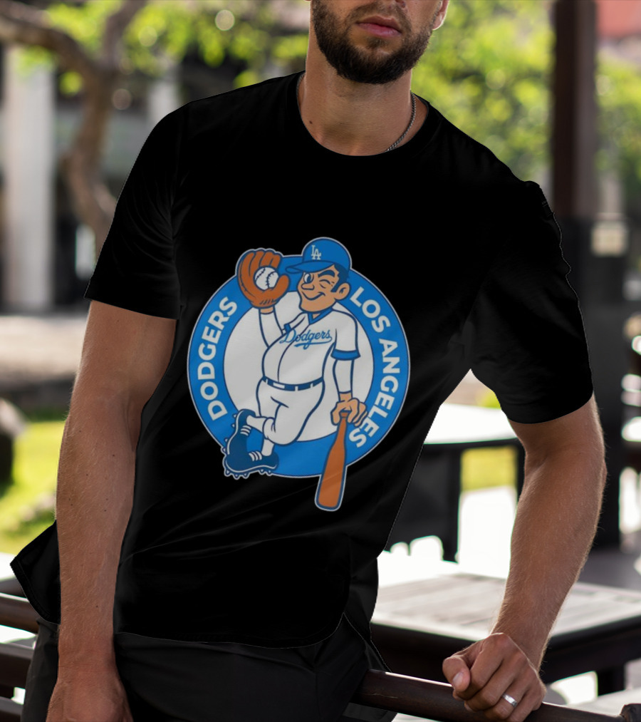 Los Angeles Dodgers Vintage Cartoon Character MLB Team Retro Style T-Shirt