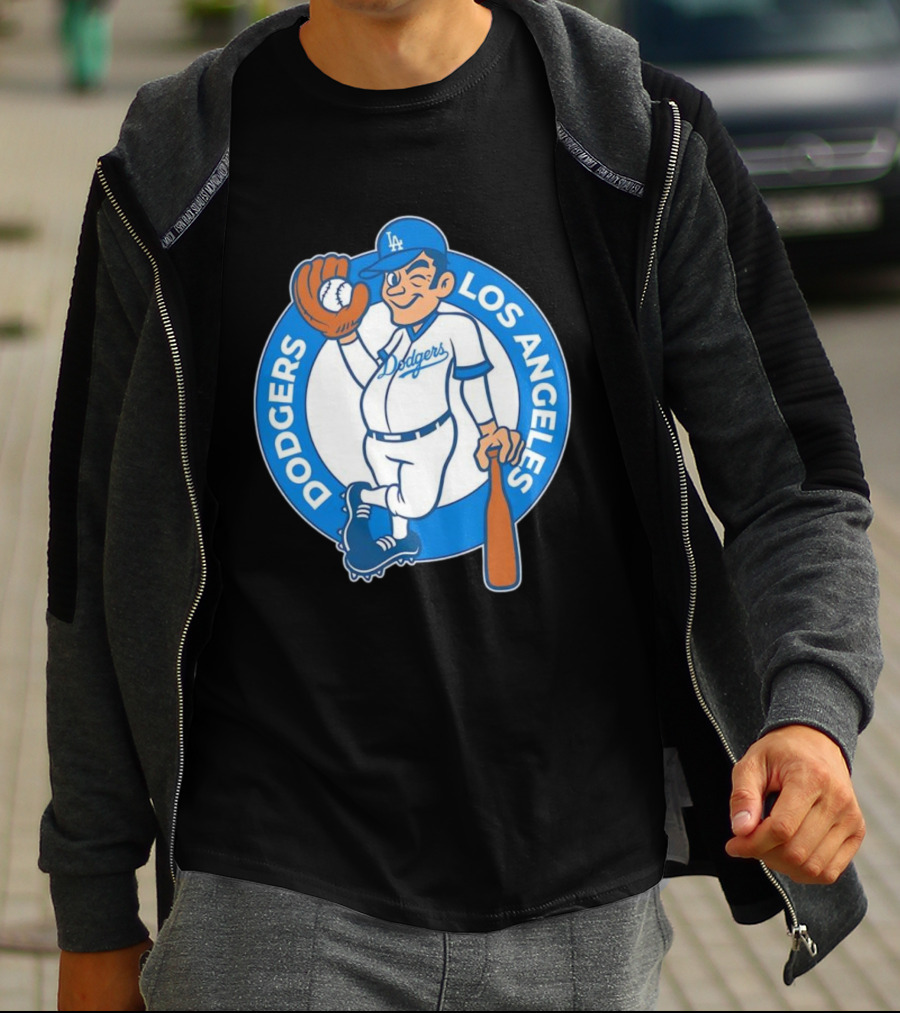 Los Angeles Dodgers Vintage Cartoon Character MLB Team Retro Style T-Shirt