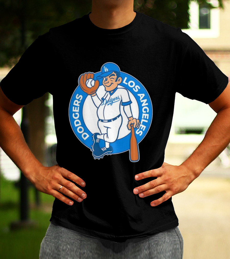 Los Angeles Dodgers Vintage Cartoon Character MLB Team Retro Style T-Shirt
