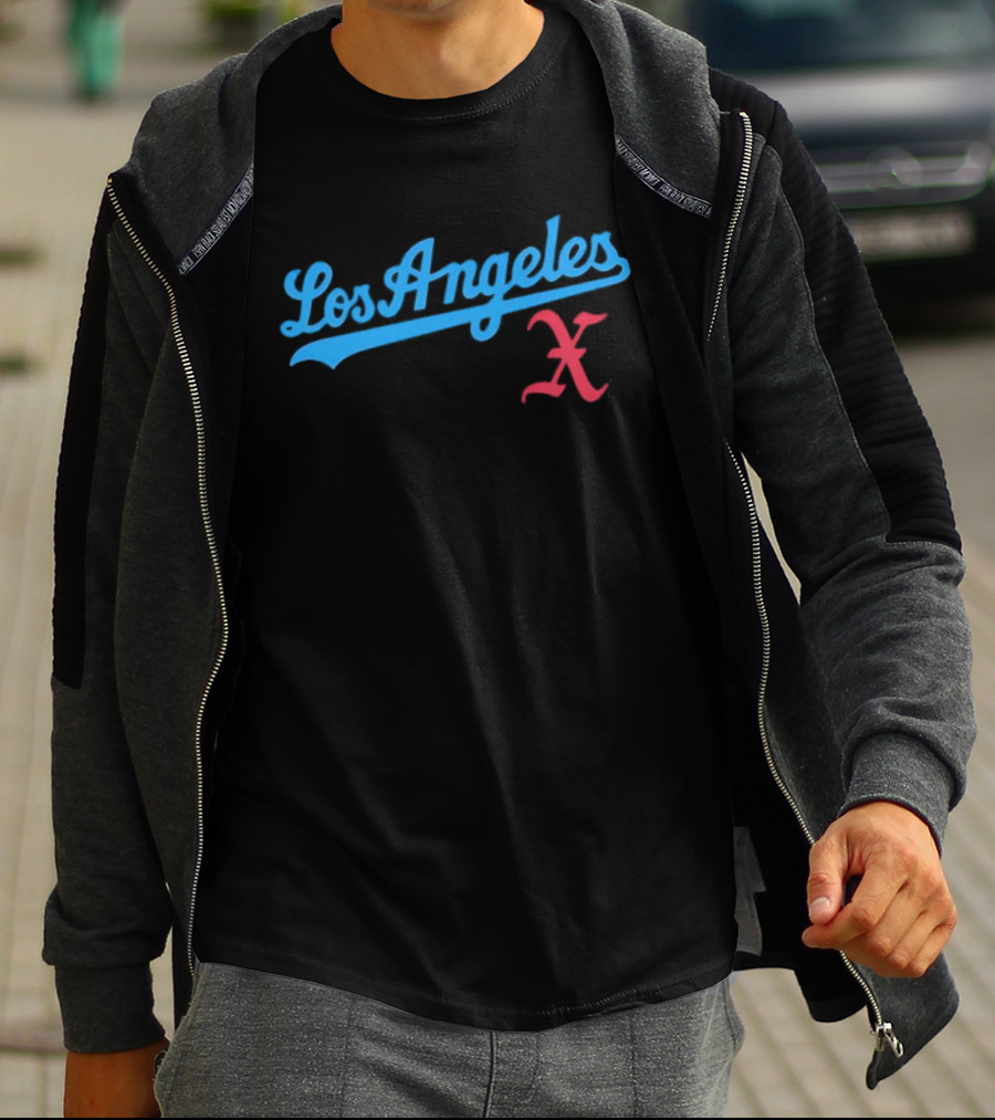 Los Angeles Crossed Red X Baseball Style T-Shirt