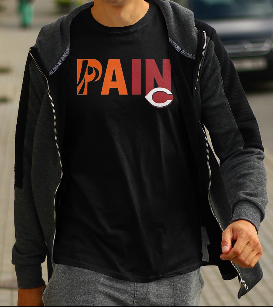 PAIN Cincinnati Reds Chicago Bears Collaboration T-Shirt