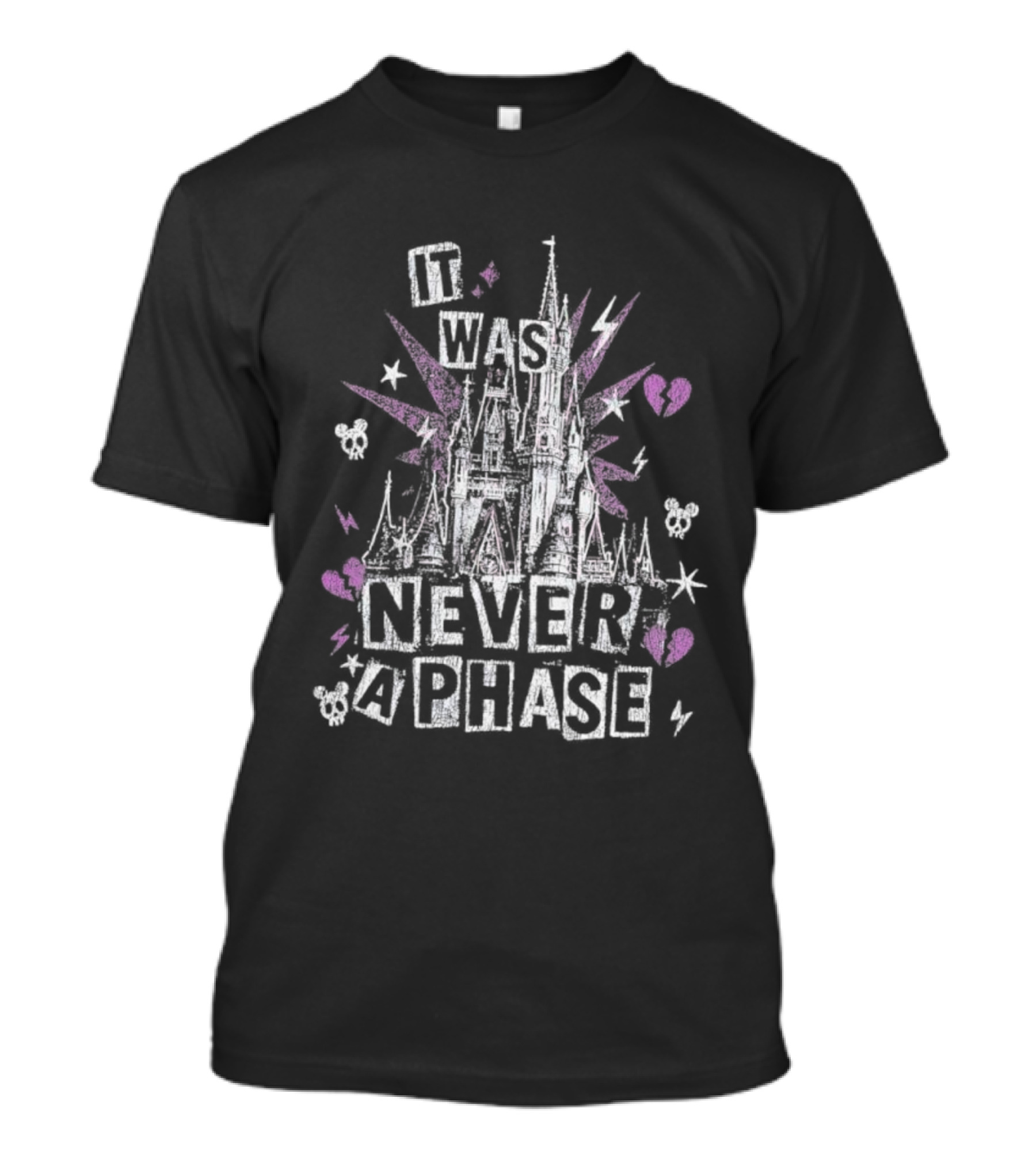 The Lost Bros It Was Never A Phase Pink Hearts Halloween Castle T-Shirt