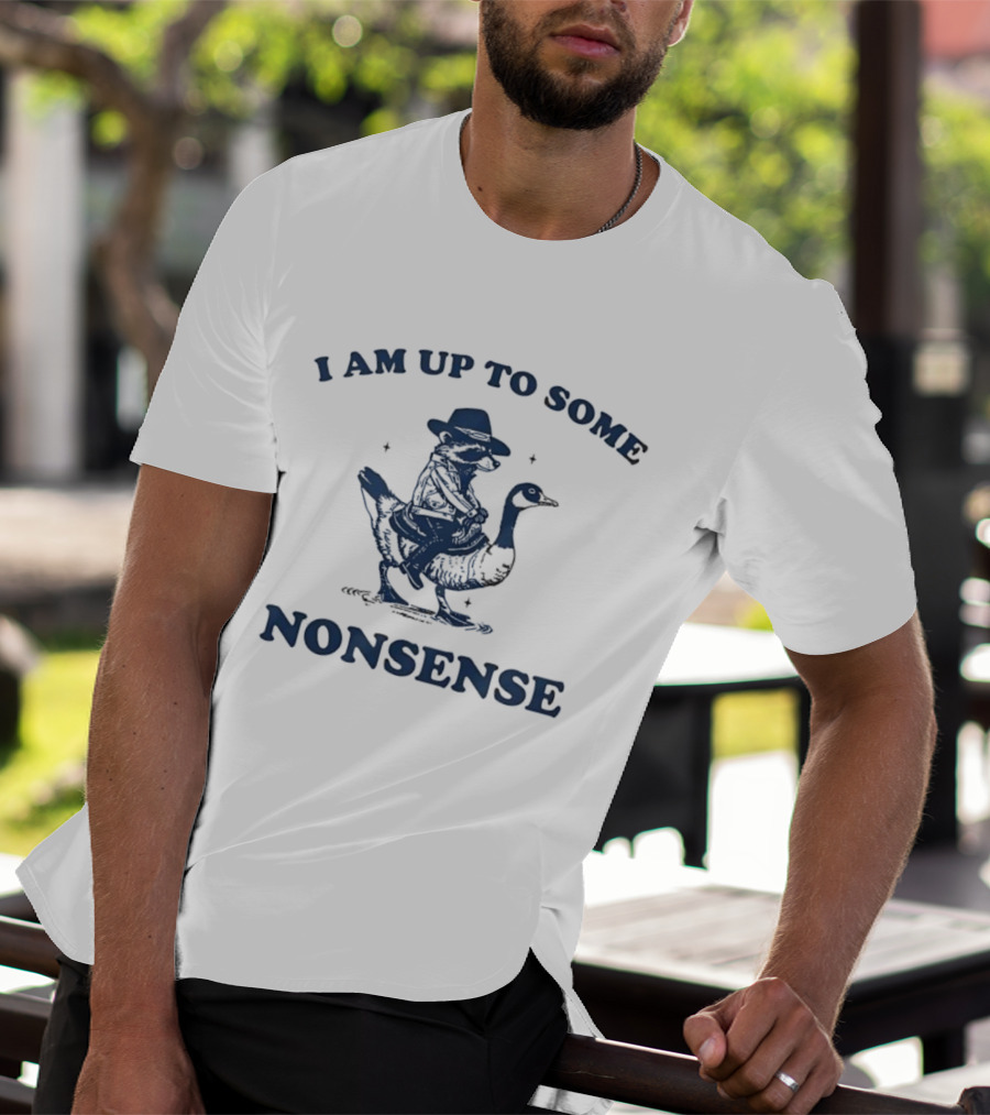 I Am Up To Some Nonsense Raccoon Riding Duck Cowboy Hat Fun T-Shirt