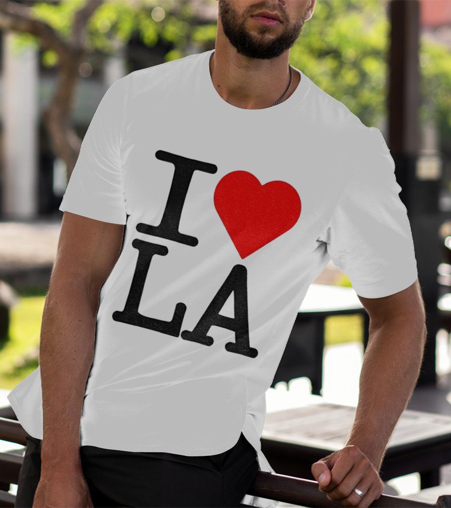 Los Angeles Dodgers Fan I Love LA Heart Classic Iconic Text T-Shirt