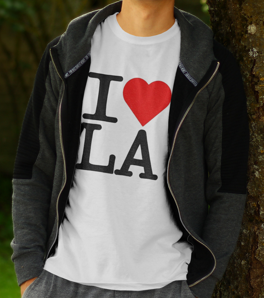 Los Angeles Dodgers Fan I Love LA Heart Classic Iconic Text T-Shirt