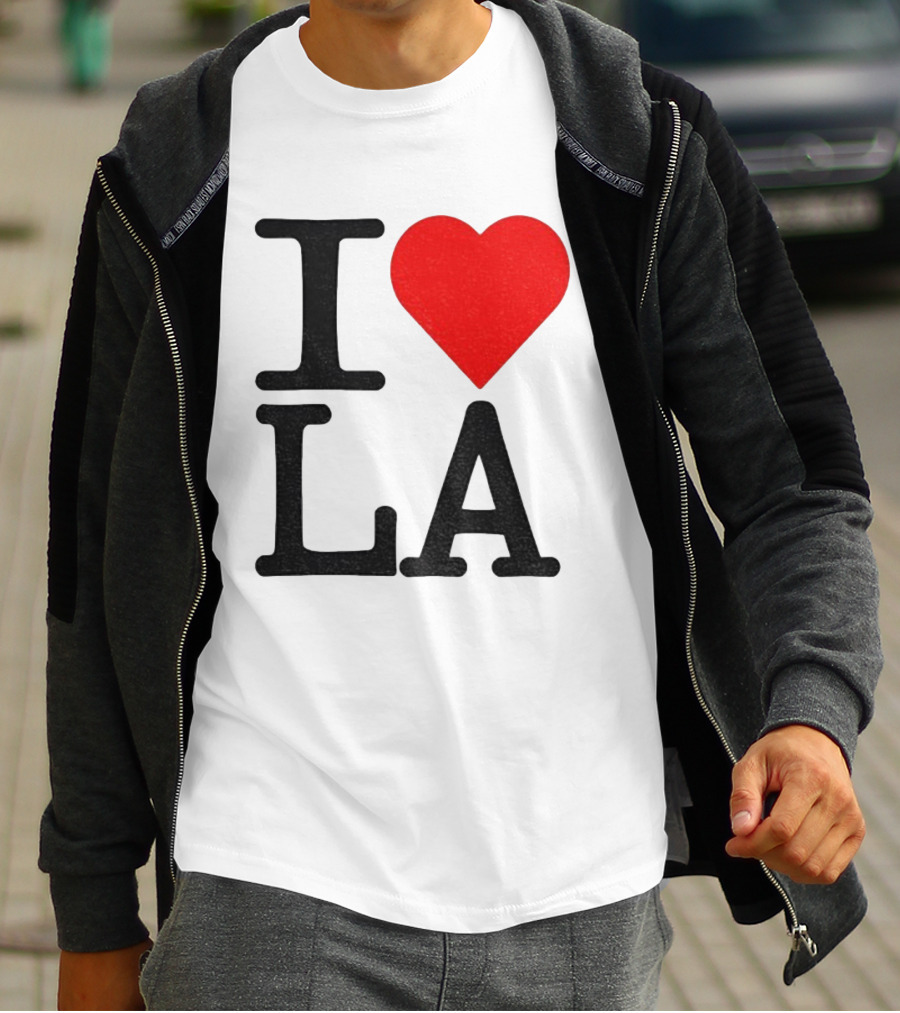 Los Angeles Dodgers Fan I Love LA Heart Classic Iconic Text T-Shirt